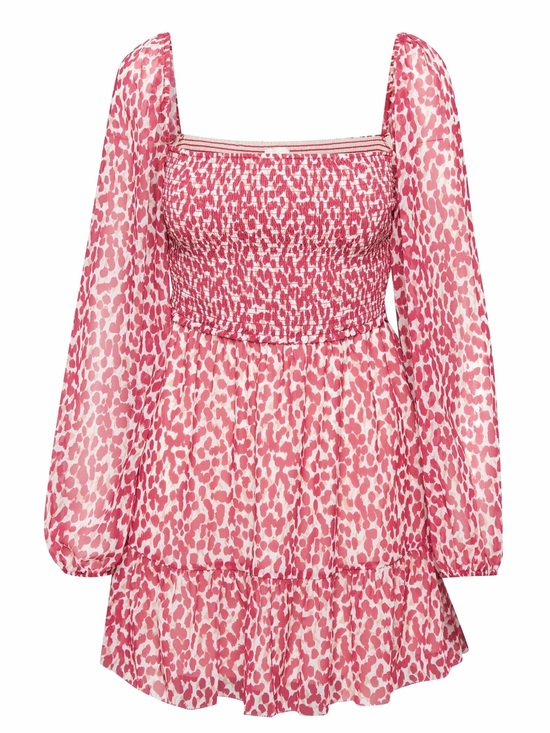 Aritzia Dresses & Skirts - Aritzia Wilfred Tempest Long Sleeve Mini Dress Magenta Pink & White Sz M